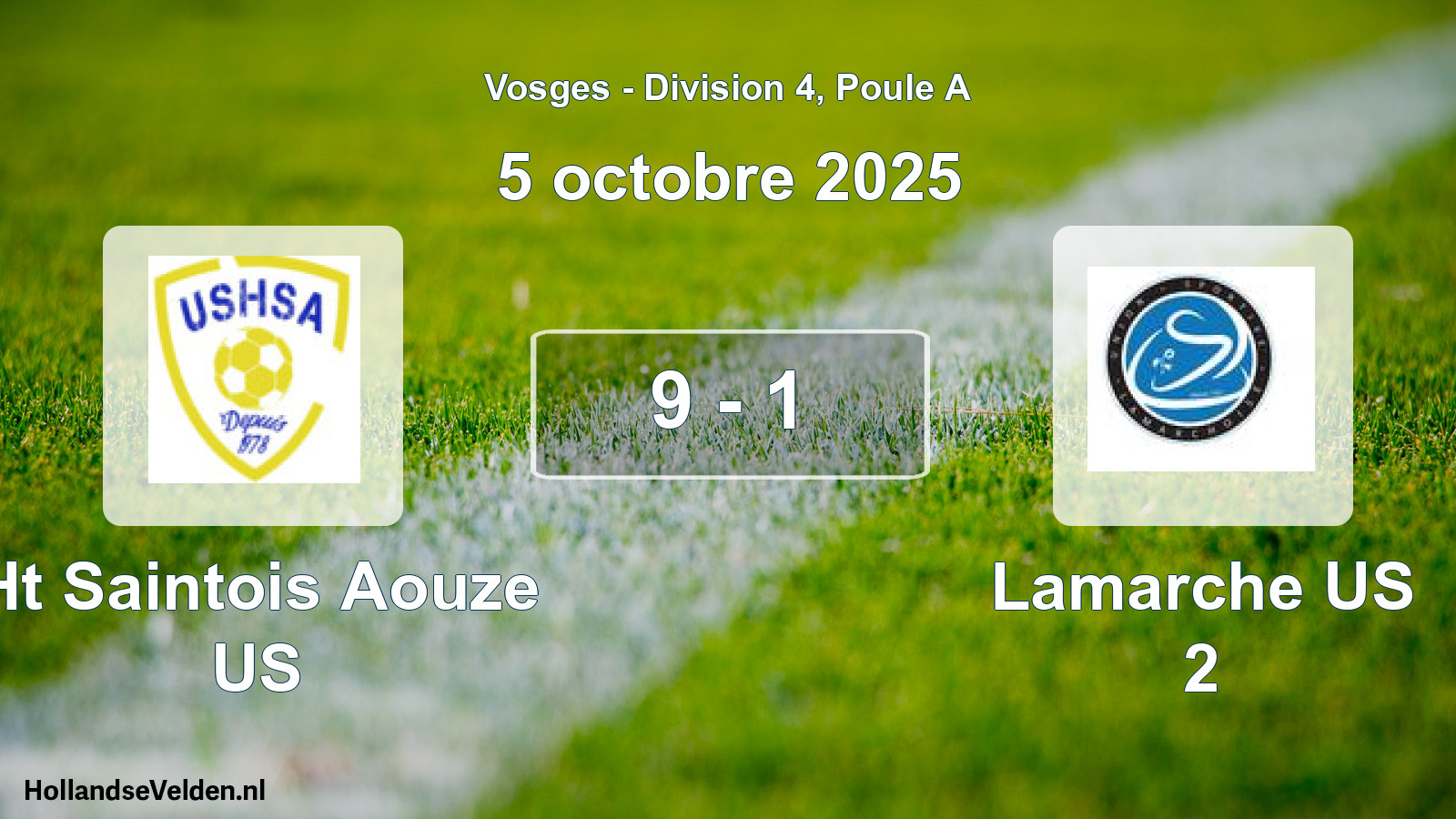 Total number of matches played: Ht Saintois Aouze US - Lamarche US 2 9 - 1 (5 October 2025)