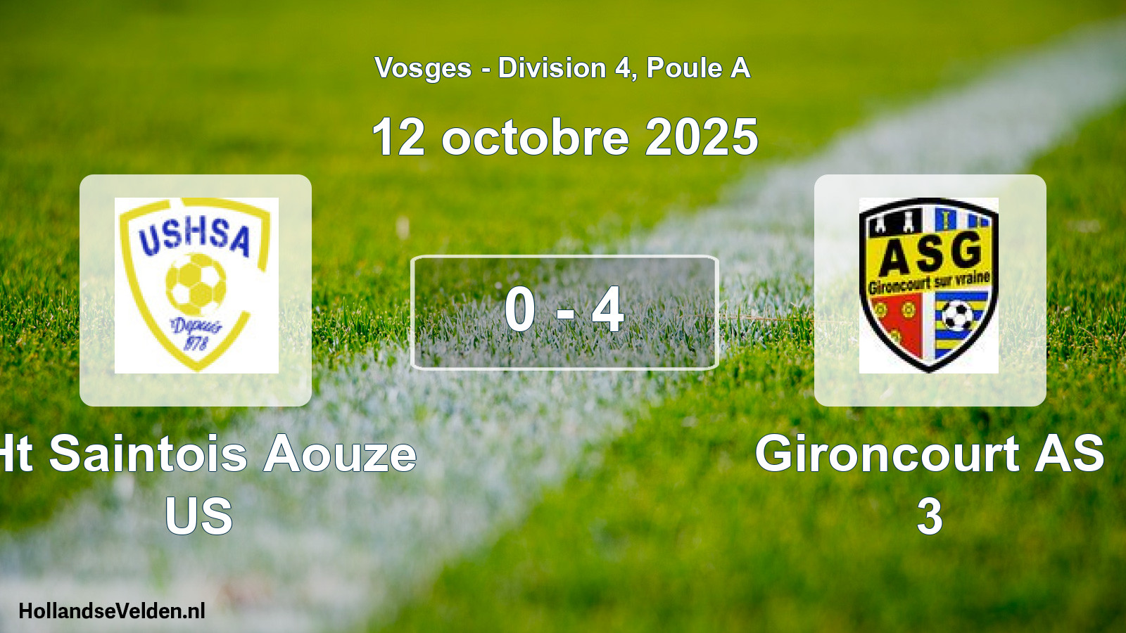 Match joué: Ht Saintois Aouze US - Gironcourt AS 3 0 - 4 (12 octobre 2025)