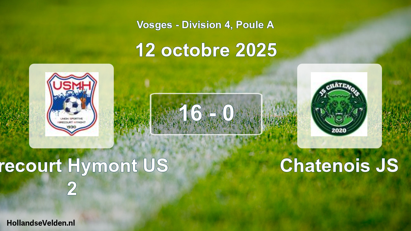 Match joué: Mirecourt Hymont US 2 - Chatenois JS 16 - 0 (12 octobre 2025)