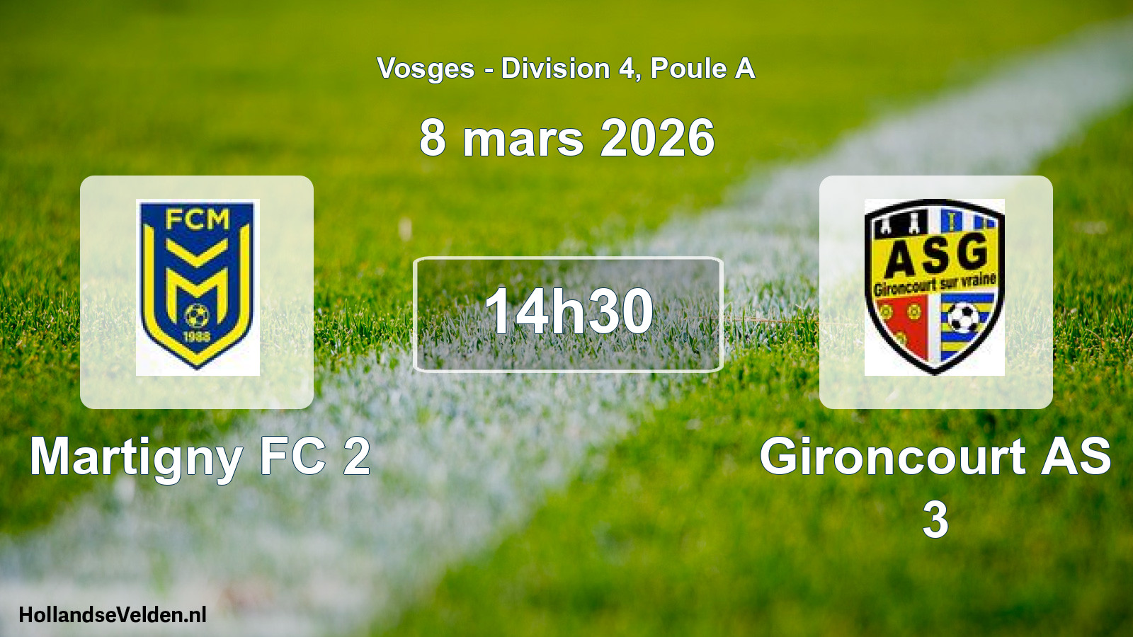 Match programmé: Martigny FC 2 - Gironcourt AS 3 (8 mars 2026)