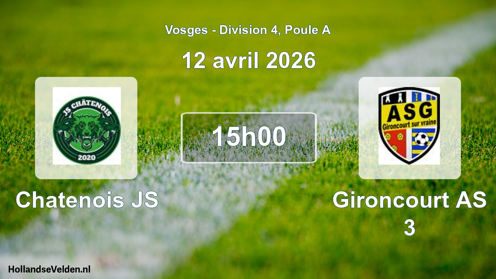 Match programmé: Chatenois JS - Gironcourt AS 3 (12 avril 2026)
