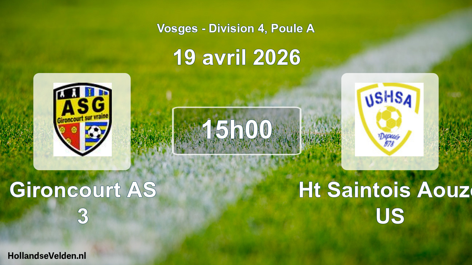 Match programmé: Gironcourt AS 3 - Ht Saintois Aouze US (19 avril 2026)