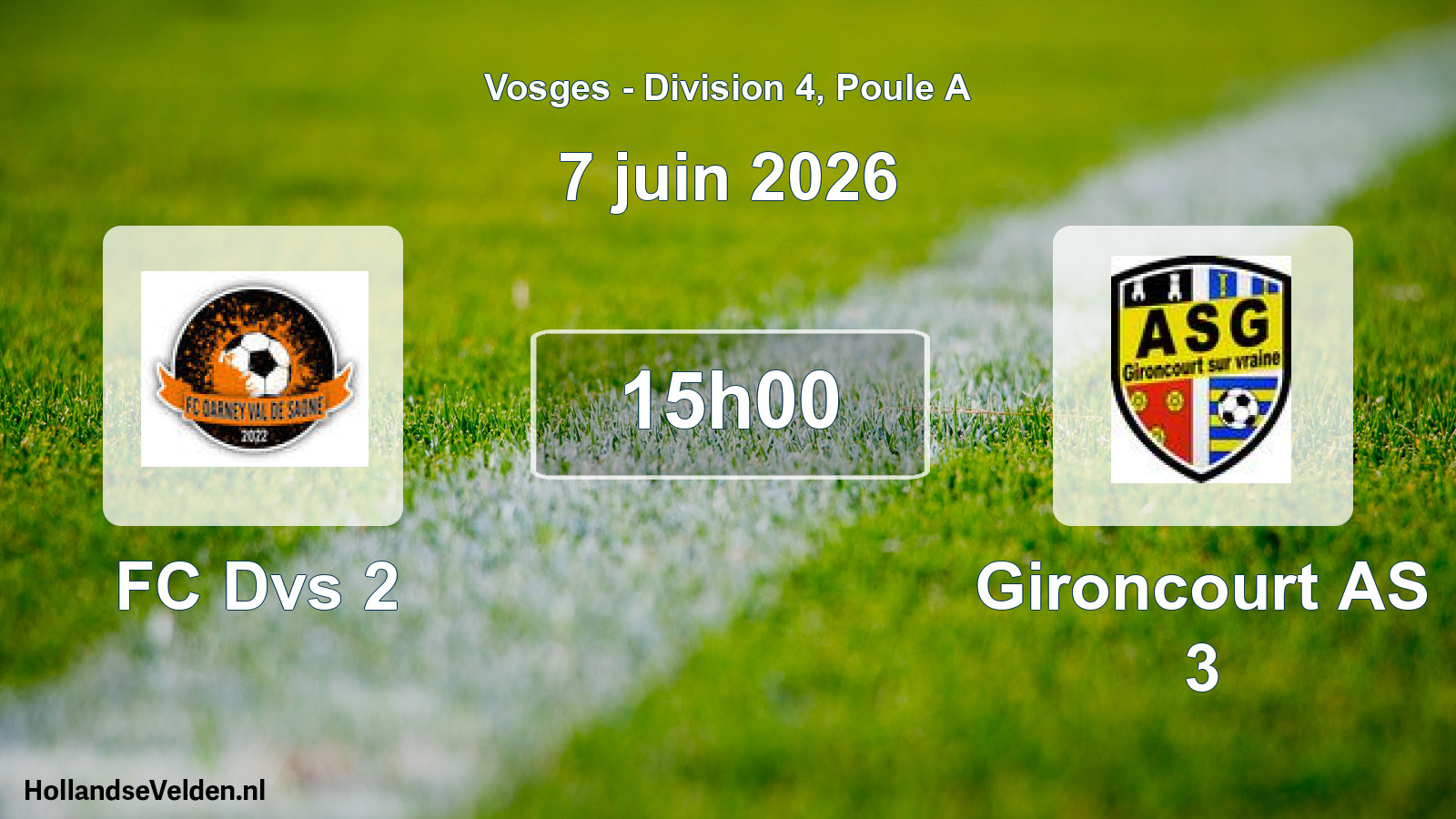 Match programmé: FC Dvs 2 - Gironcourt AS 3 (7 juin 2026)