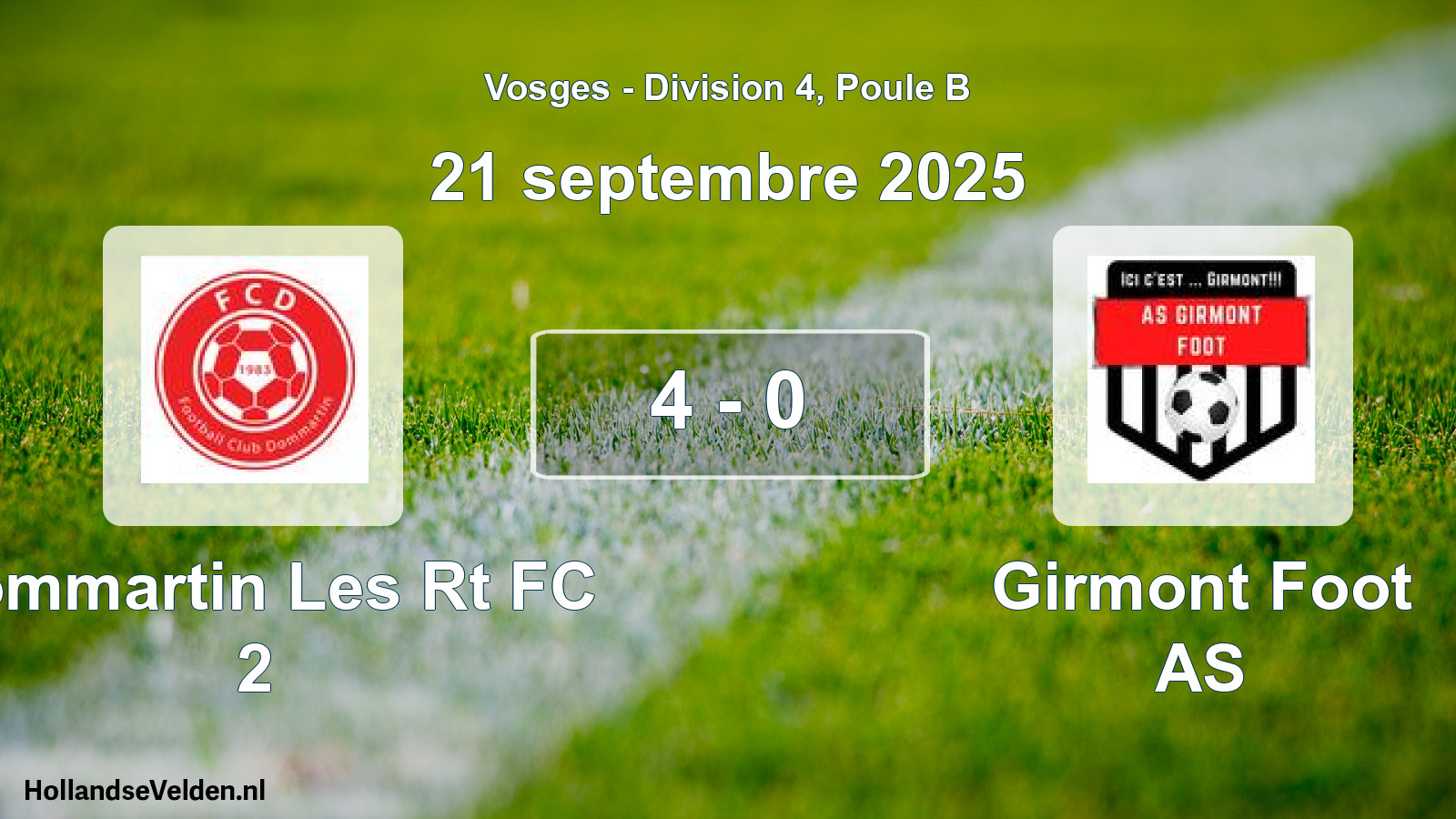 Match joué: Dommartin Les Rt FC 2 - Girmont Foot AS 4 - 0 (21 septembre 2025)