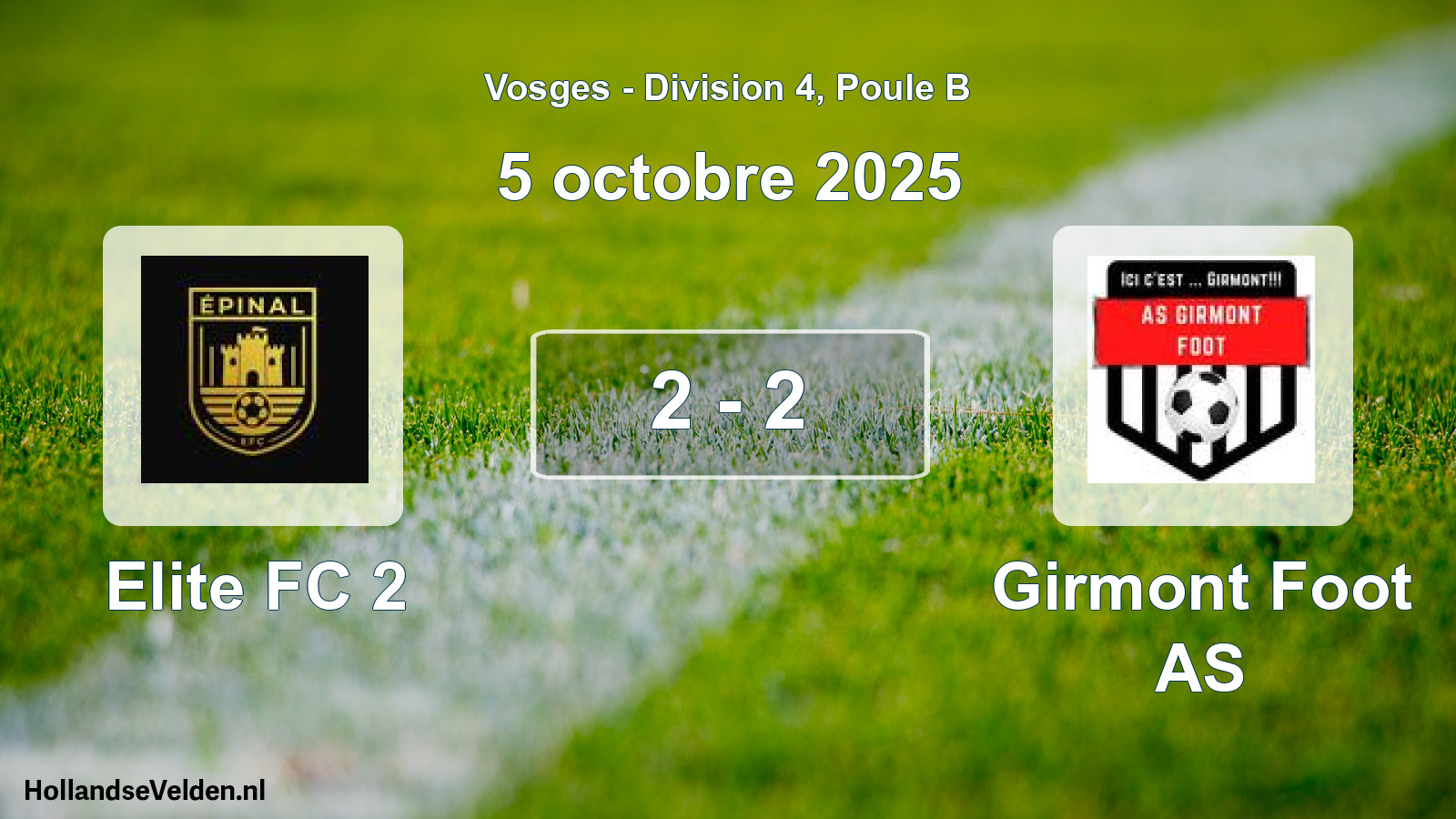 Gespeelde wedstrijd: Elite FC 2 - Girmont Foot AS 2 - 2 (5 oktober 2025)