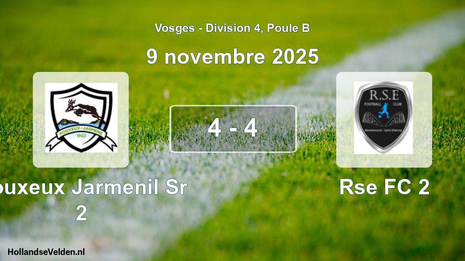 Match joué: Pouxeux Jarmenil Sr 2 - Rse FC 2 4 - 4 (9 novembre 2025)