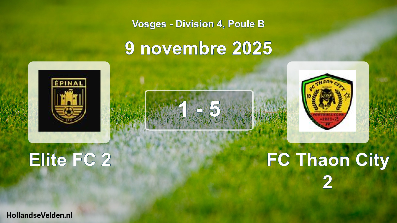 Match joué: Elite FC 2 - FC Thaon City 2 1 - 5 (9 novembre 2025)