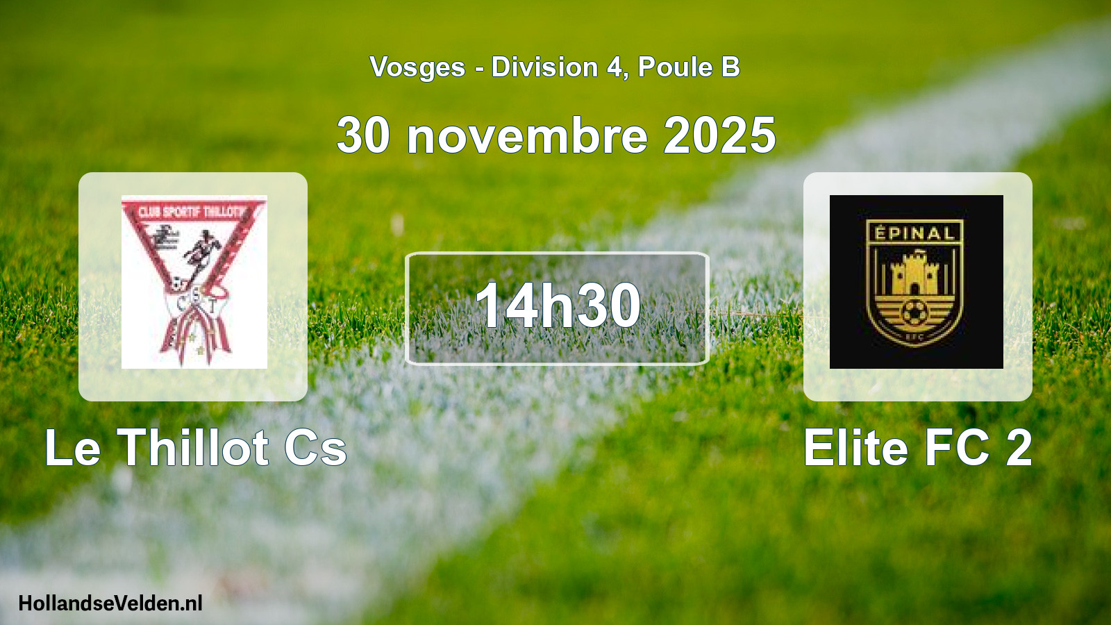 Match programmé: Le Thillot Cs - Elite FC 2 (30 novembre 2025)