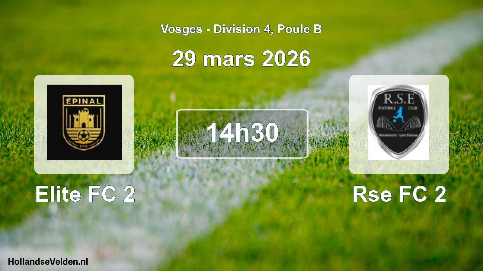Match programmé: Elite FC 2 - Rse FC 2 (29 mars 2026)