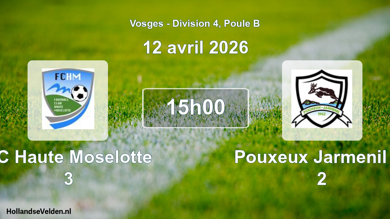 Match programmé: FC Haute Moselotte 3 - Pouxeux Jarmenil Sr 2 (12 avril 2026)