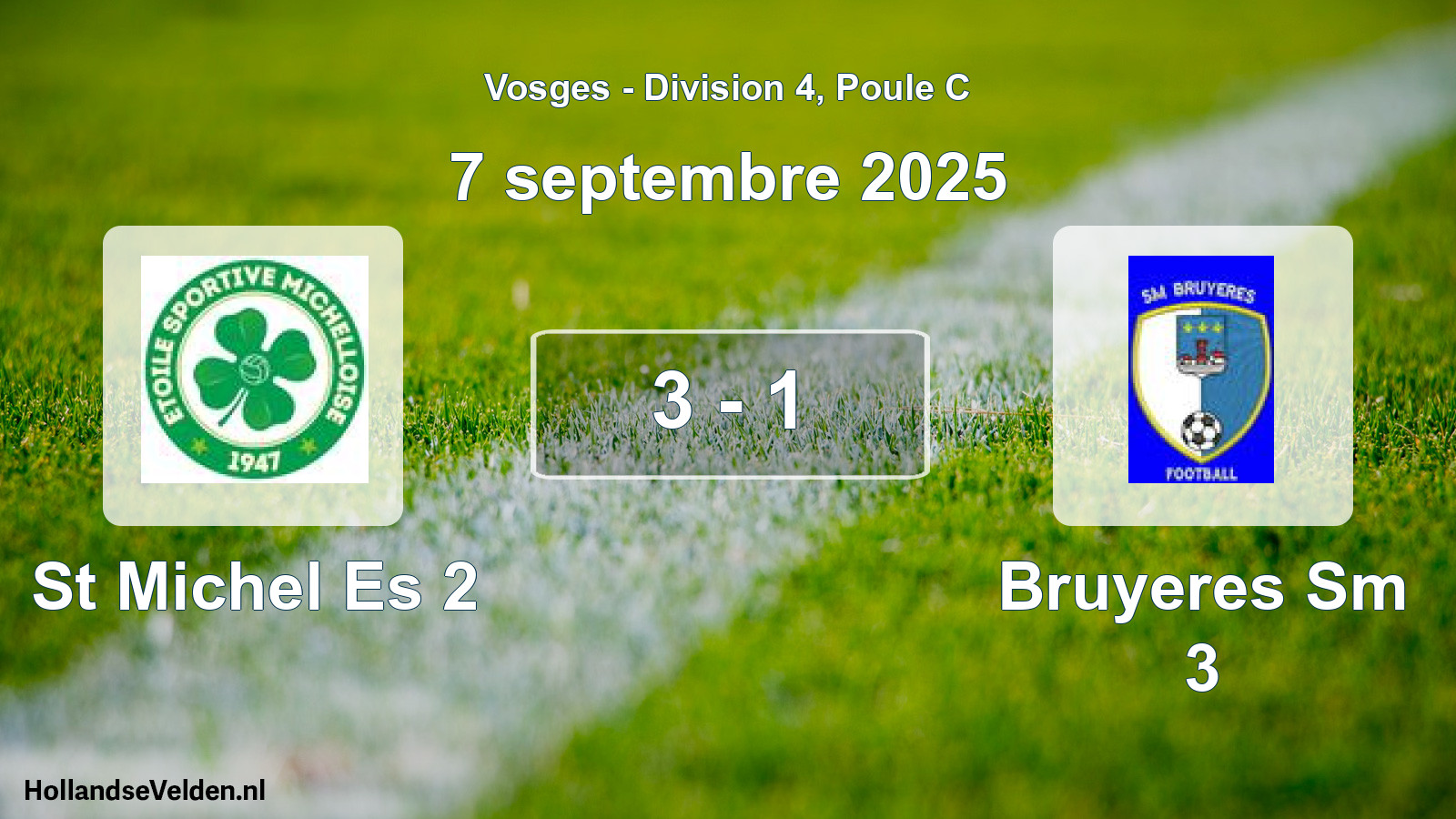 Gespeelde wedstrijd: St Michel Es 2 - Bruyeres Sm 3 3 - 1 (7 september 2025)