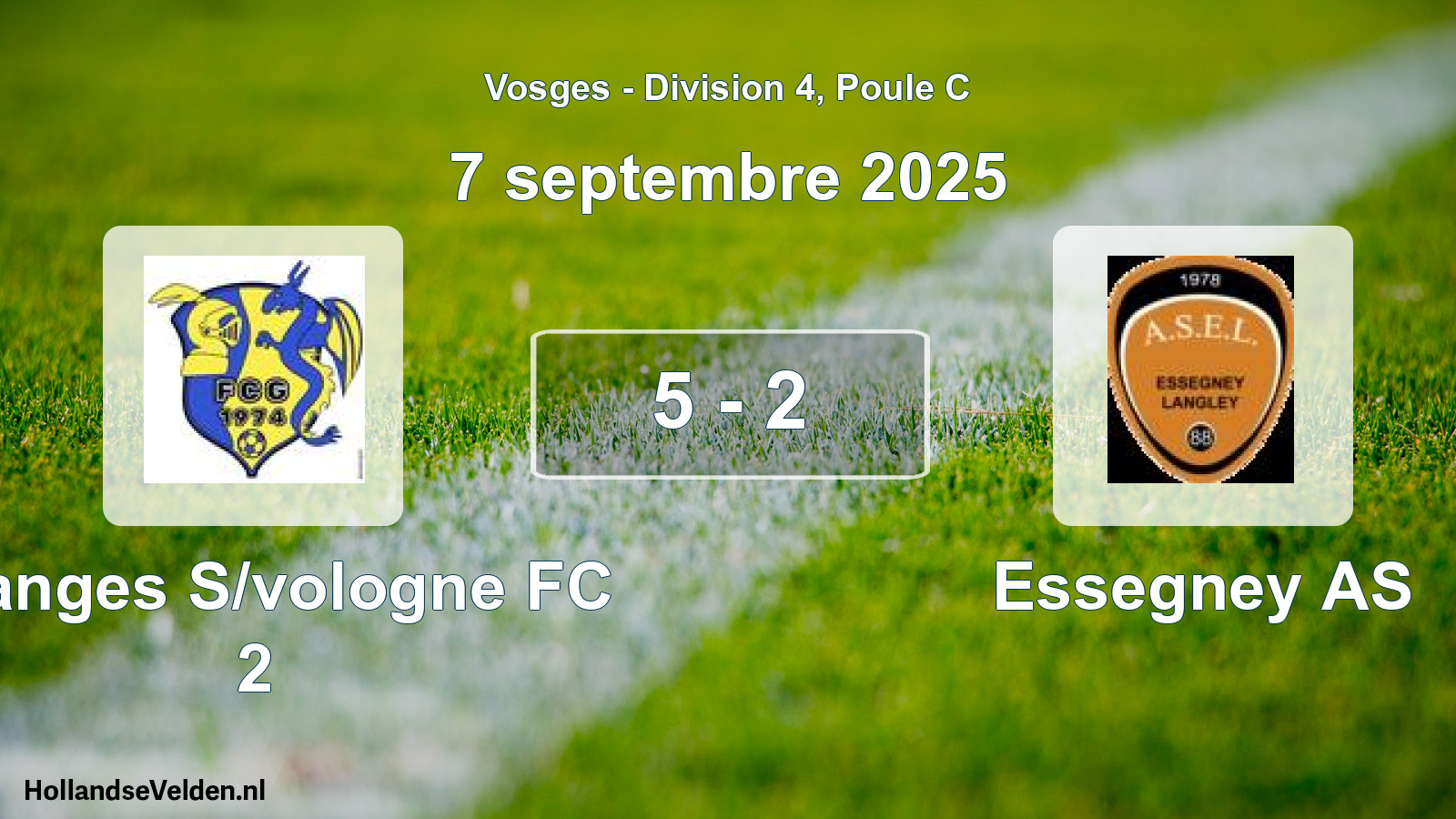 Gespeelde wedstrijd: Granges S/vologne FC 2 - Essegney AS 5 - 2 (7 september 2025)