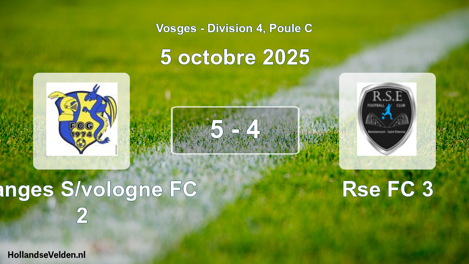 Match joué: Granges S/vologne FC 2 - Rse FC 3 5 - 4 (5 octobre 2025)