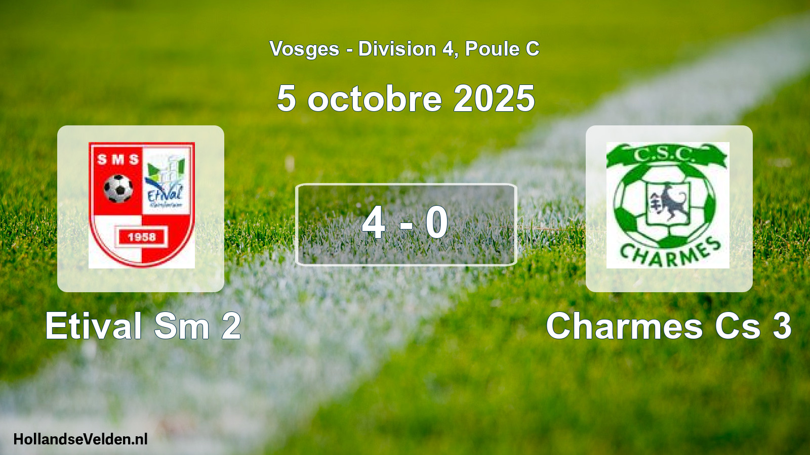 Match joué: Etival Sm 2 - Charmes Cs 3 4 - 0 (5 octobre 2025)