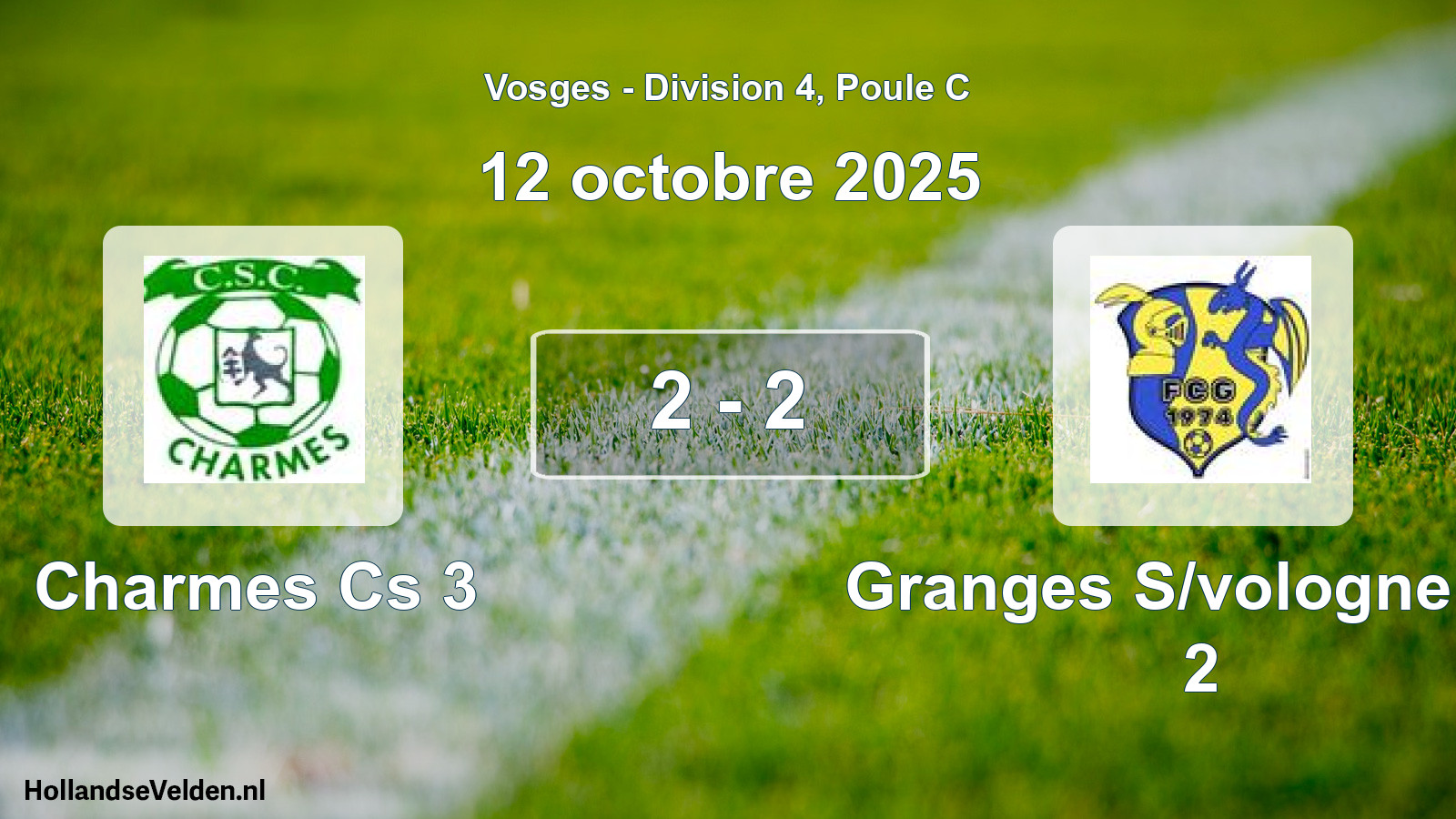 Gespeelde wedstrijd: Charmes Cs 3 - Granges S/vologne FC 2 2 - 2 (12 oktober 2025)