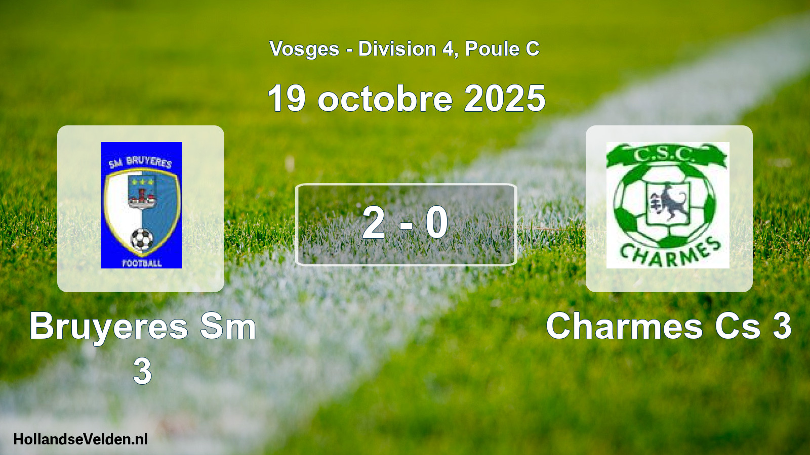 Match joué: Bruyeres Sm 3 - Charmes Cs 3 2 - 0 (19 octobre 2025)