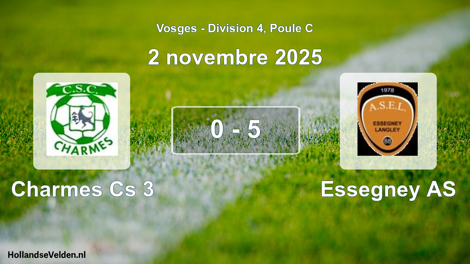 Match joué: Charmes Cs 3 - Essegney AS 0 - 5 (2 novembre 2025)