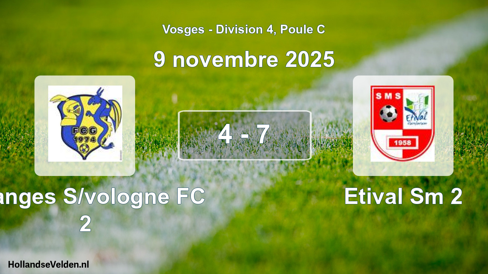 Match joué: Granges S/vologne FC 2 - Etival Sm 2 4 - 7 (9 novembre 2025)