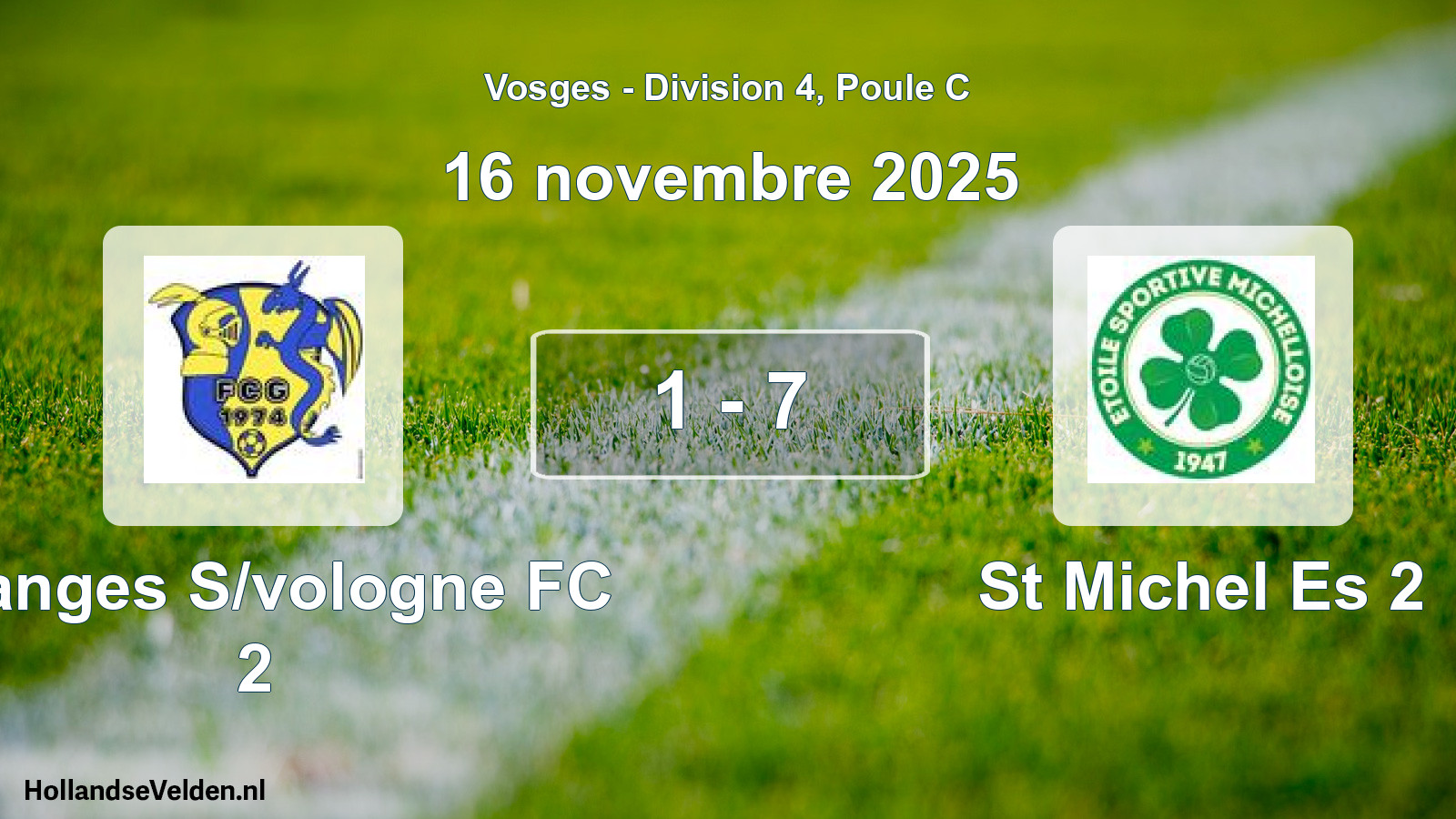 Match joué: Granges S/vologne FC 2 - St Michel Es 2 1 - 7 (16 novembre 2025)