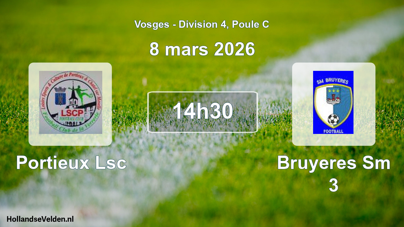Match programmé: Portieux Lsc - Bruyeres Sm 3 (8 mars 2026)