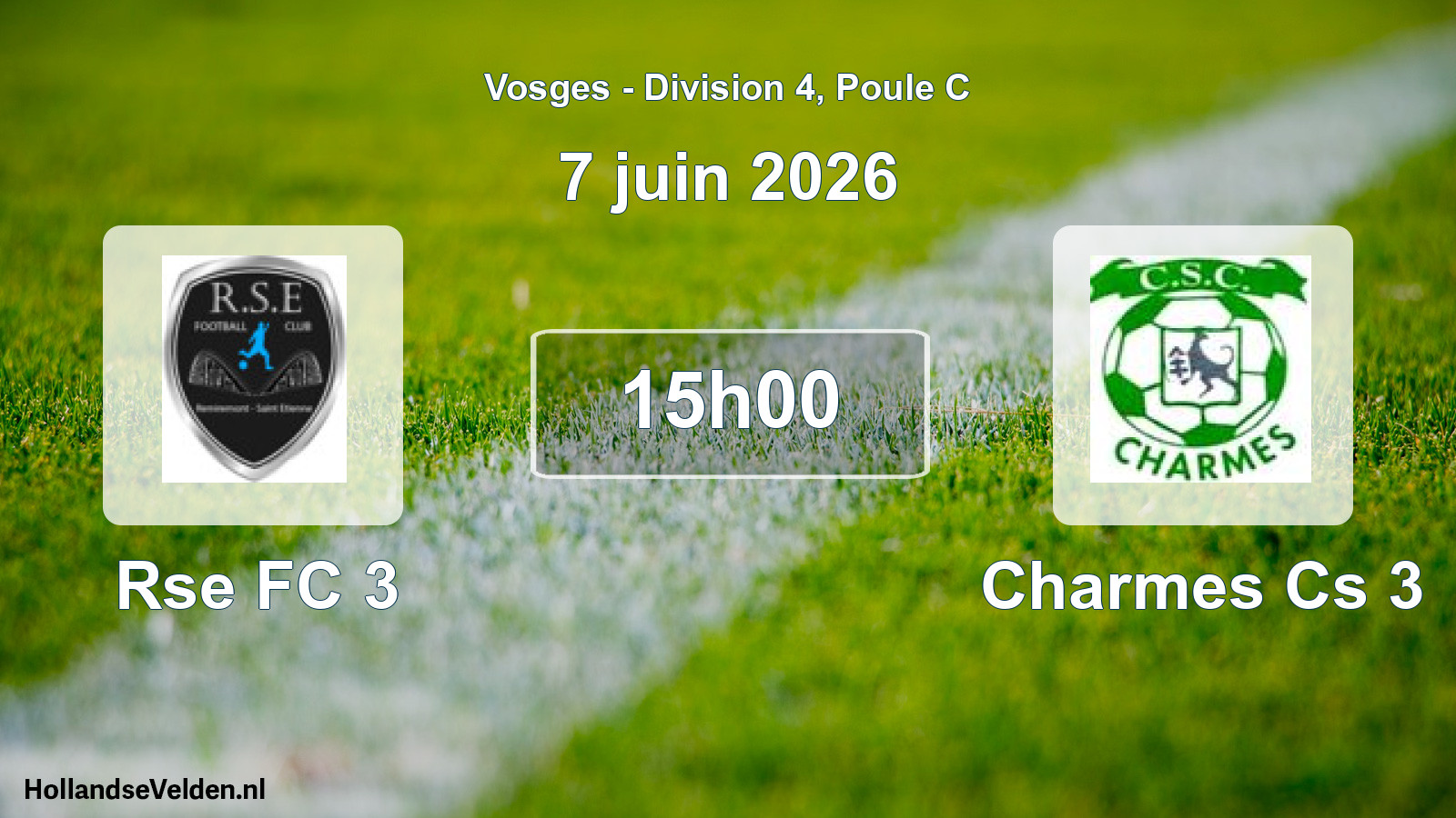 Match programmé: Rse FC 3 - Charmes Cs 3 (7 juin 2026)