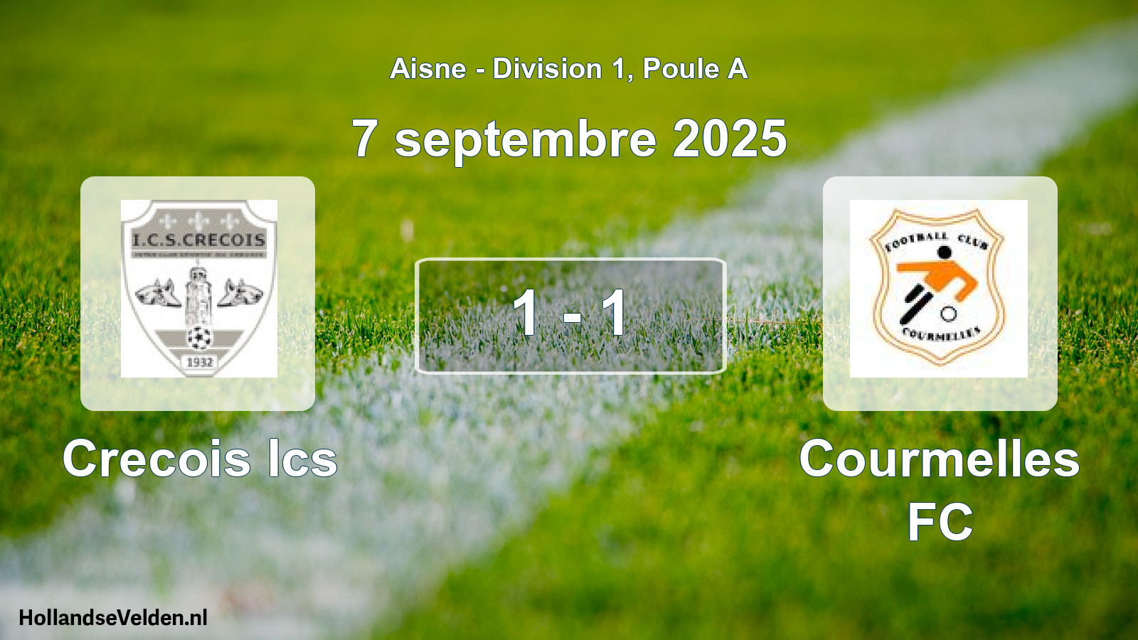 Gespeelde wedstrijd: Crecois Ics - Courmelles FC 1 - 1 (7 september 2025)