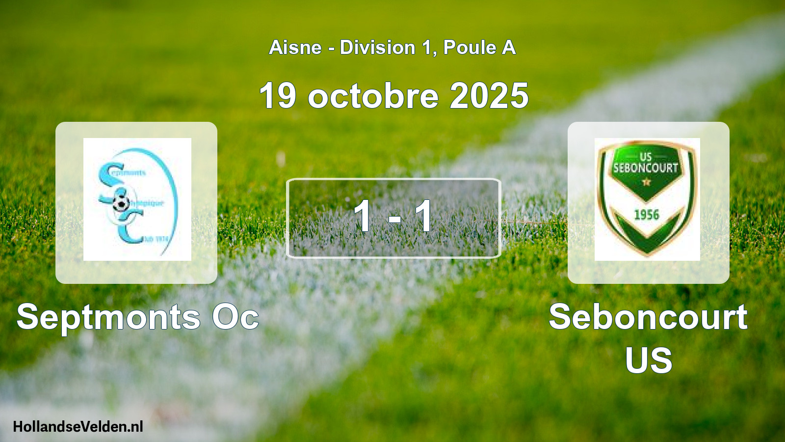 Match joué: Septmonts Oc - Seboncourt US 1 - 1 (19 octobre 2025)