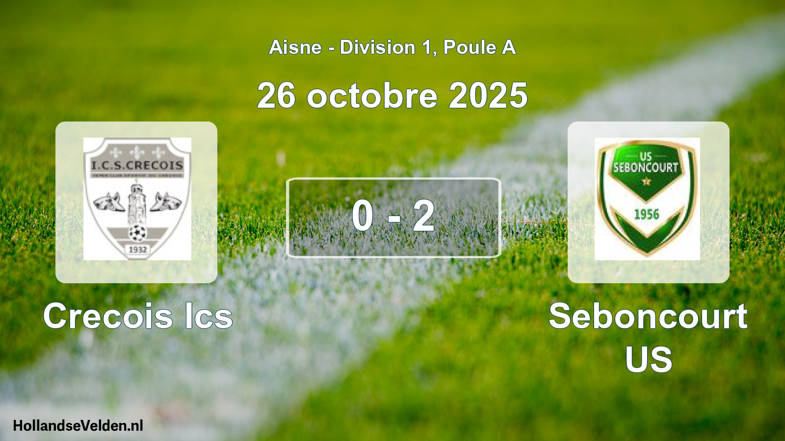 Gespeelde wedstrijd: Crecois Ics - Seboncourt US 0 - 2 (26 oktober 2025)