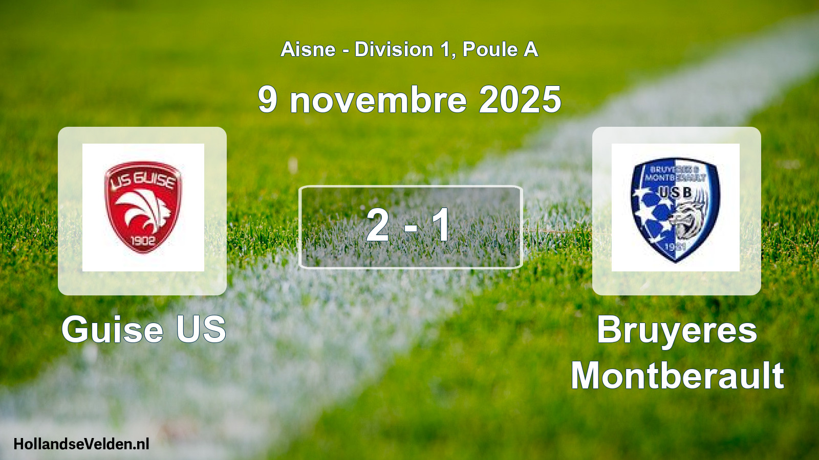 Gespeelde wedstrijd: Guise US - Bruyeres Montberault 2 - 1 (9 november 2025)