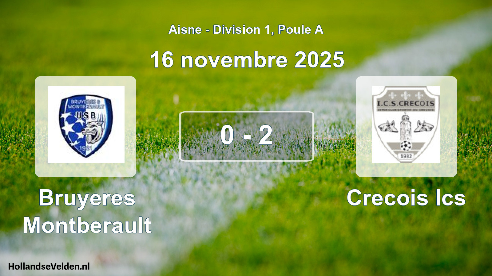 Match joué: Bruyeres Montberault - Crecois Ics 0 - 2 (16 novembre 2025)