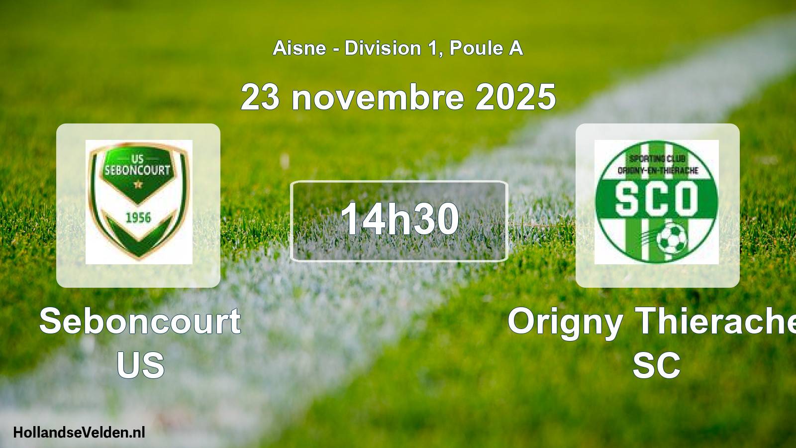 Match programmé: Seboncourt US - Origny Thierache SC (23 novembre 2025)