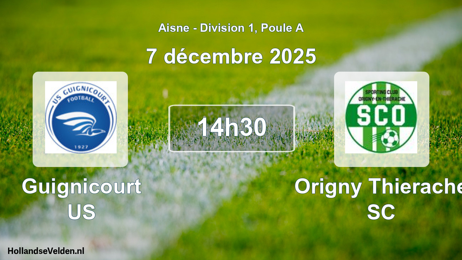 Match programmé: Guignicourt US - Origny Thierache SC (7 décembre 2025)