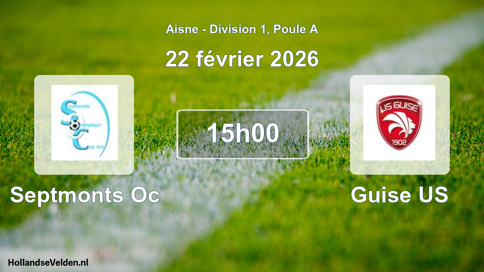 Match programmé: Septmonts Oc - Guise US (22 février 2026)