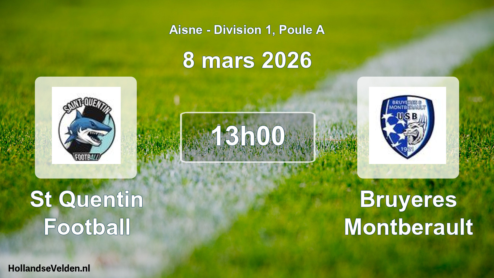 Match programmé: St Quentin Football - Bruyeres Montberault (8 mars 2026)