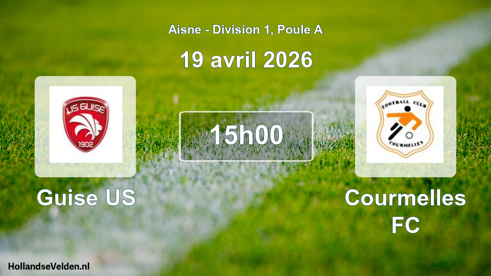 Match programmé: Guise US - Courmelles FC (19 avril 2026)