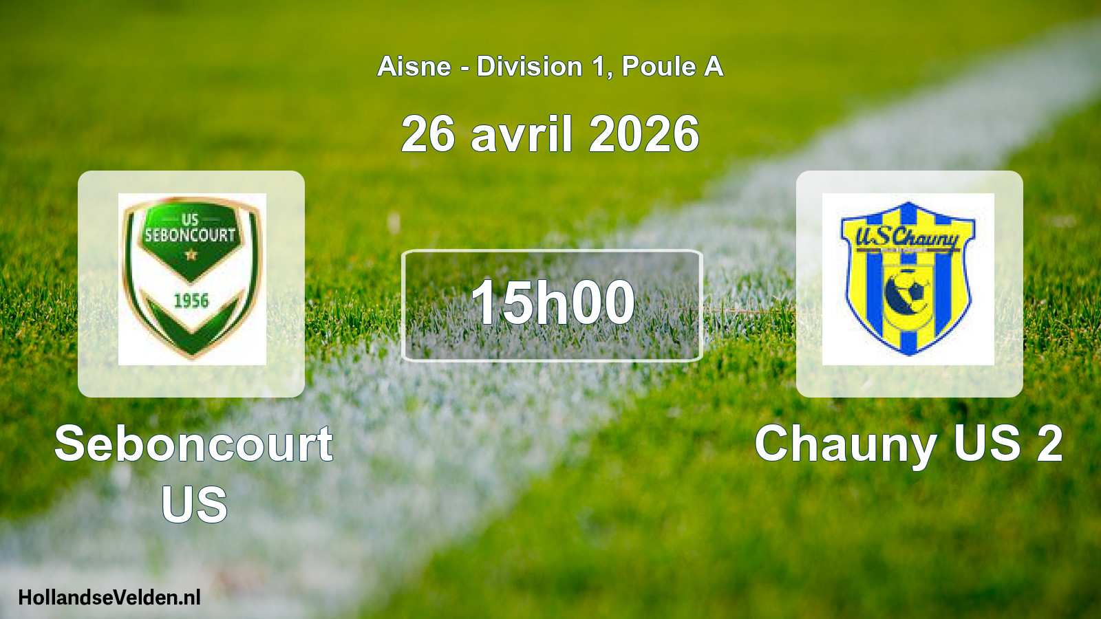 Match programmé: Seboncourt US - Chauny US 2 (26 avril 2026)