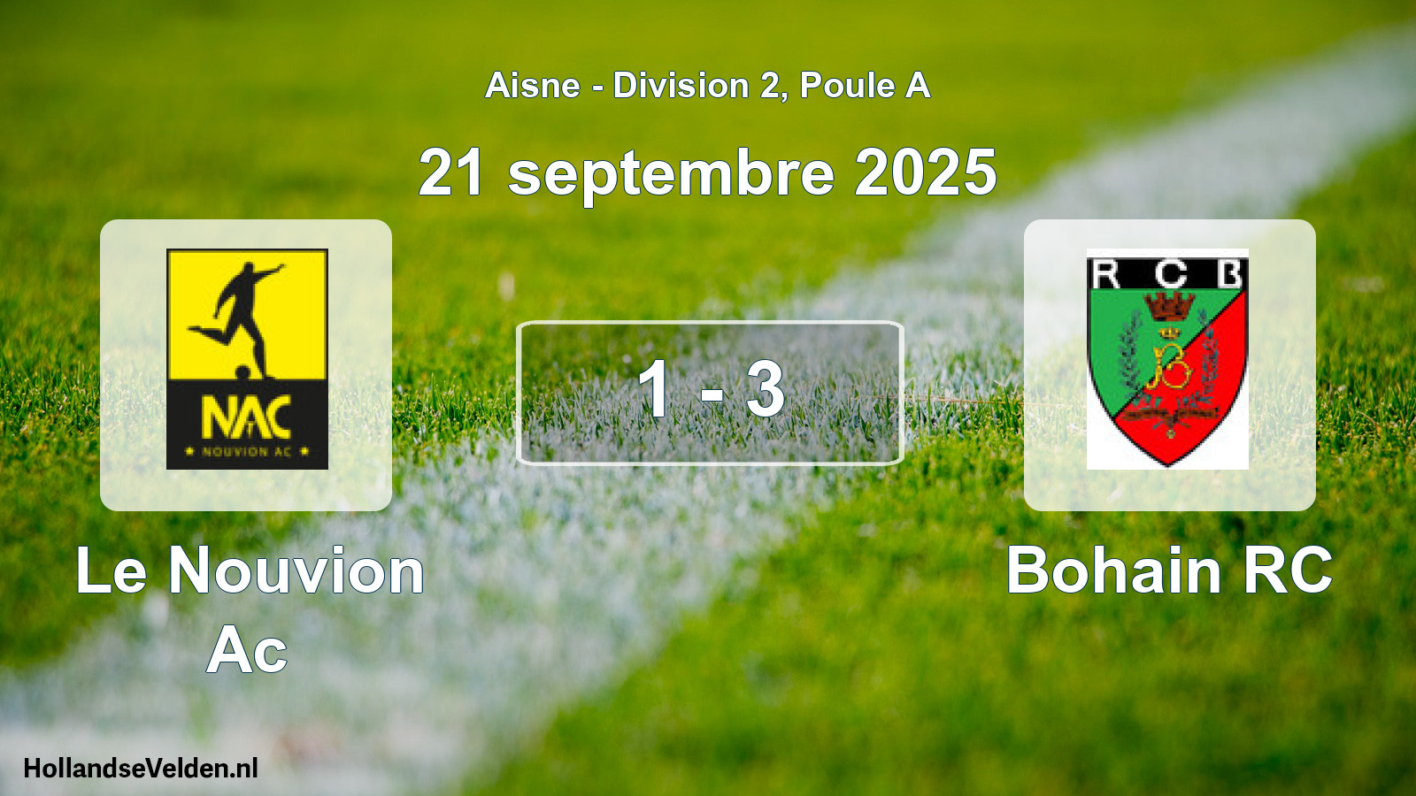 Match joué: Le Nouvion Ac - Bohain RC 1 - 3 (21 septembre 2025)