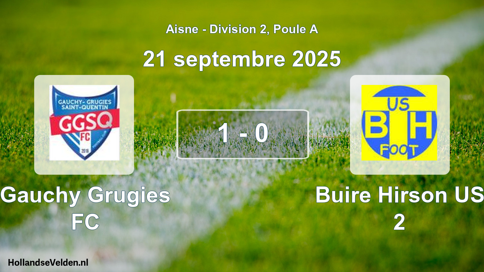 Match joué: Gauchy Grugies FC - Buire Hirson US 2 1 - 0 (21 septembre 2025)