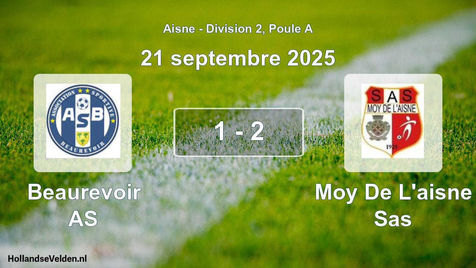 Match joué: Beaurevoir AS - Moy De L'aisne Sas 1 - 2 (21 septembre 2025)