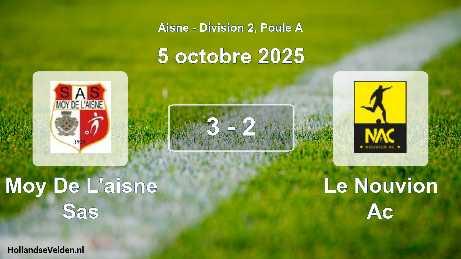 Gespeelde wedstrijd: Moy De L'aisne Sas - Le Nouvion Ac 3 - 2 (5 oktober 2025)