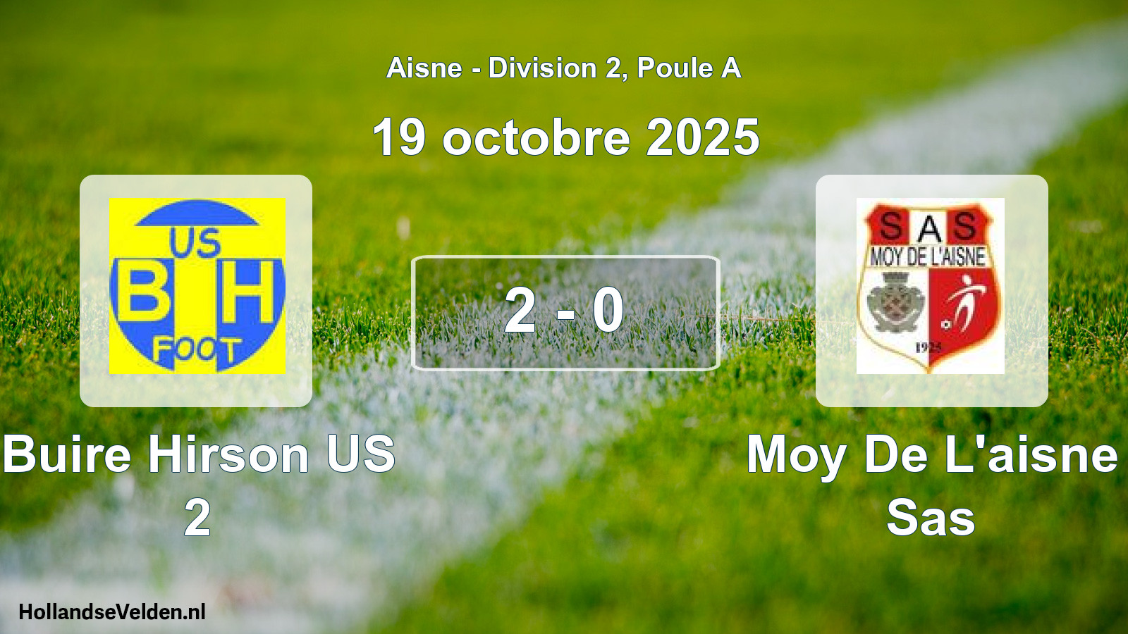 Gespeelde wedstrijd: Buire Hirson US 2 - Moy De L'aisne Sas 2 - 0 (19 oktober 2025)