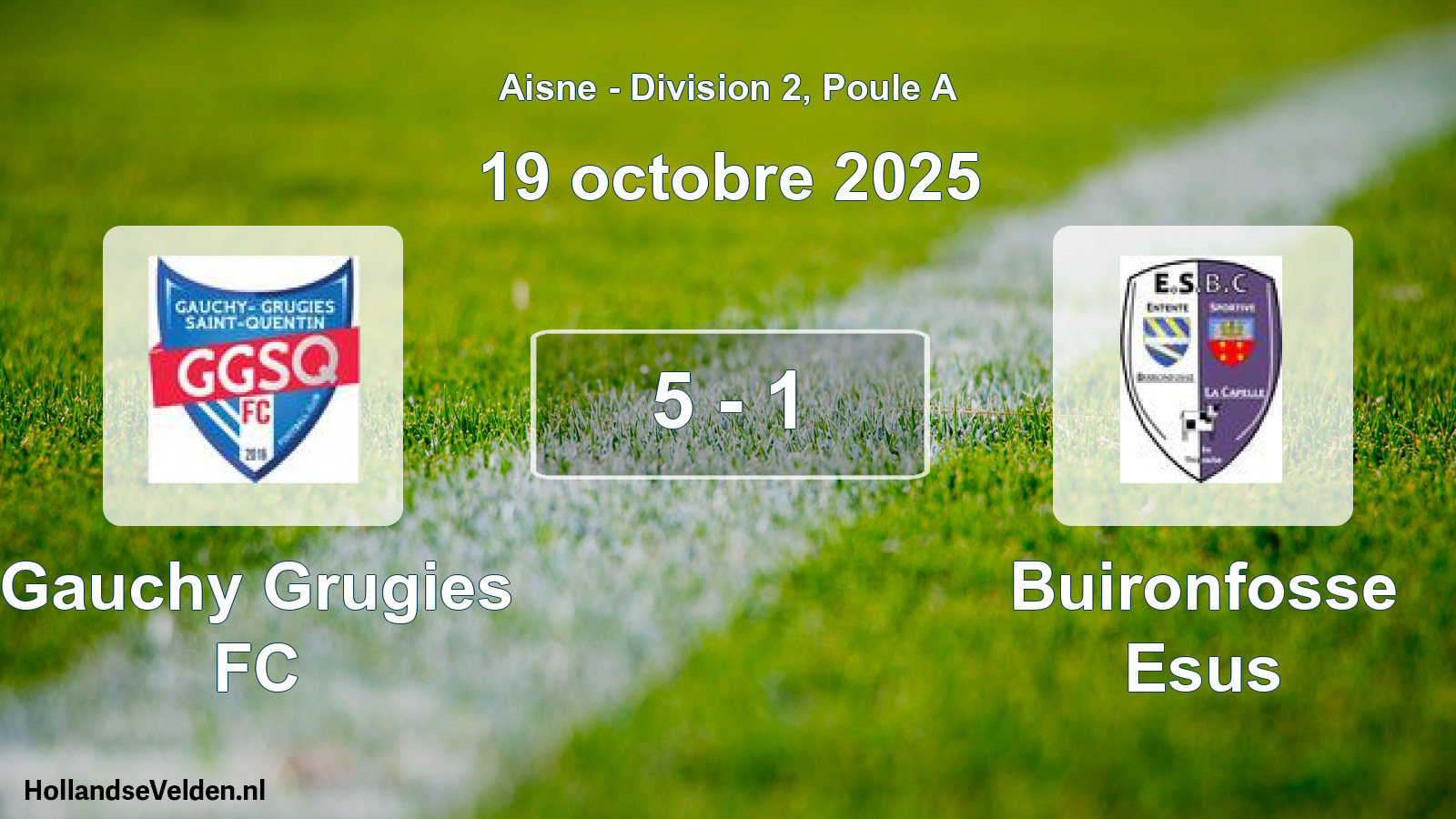 Gespeelde wedstrijd: Gauchy Grugies FC - Buironfosse Esus 5 - 1 (19 oktober 2025)