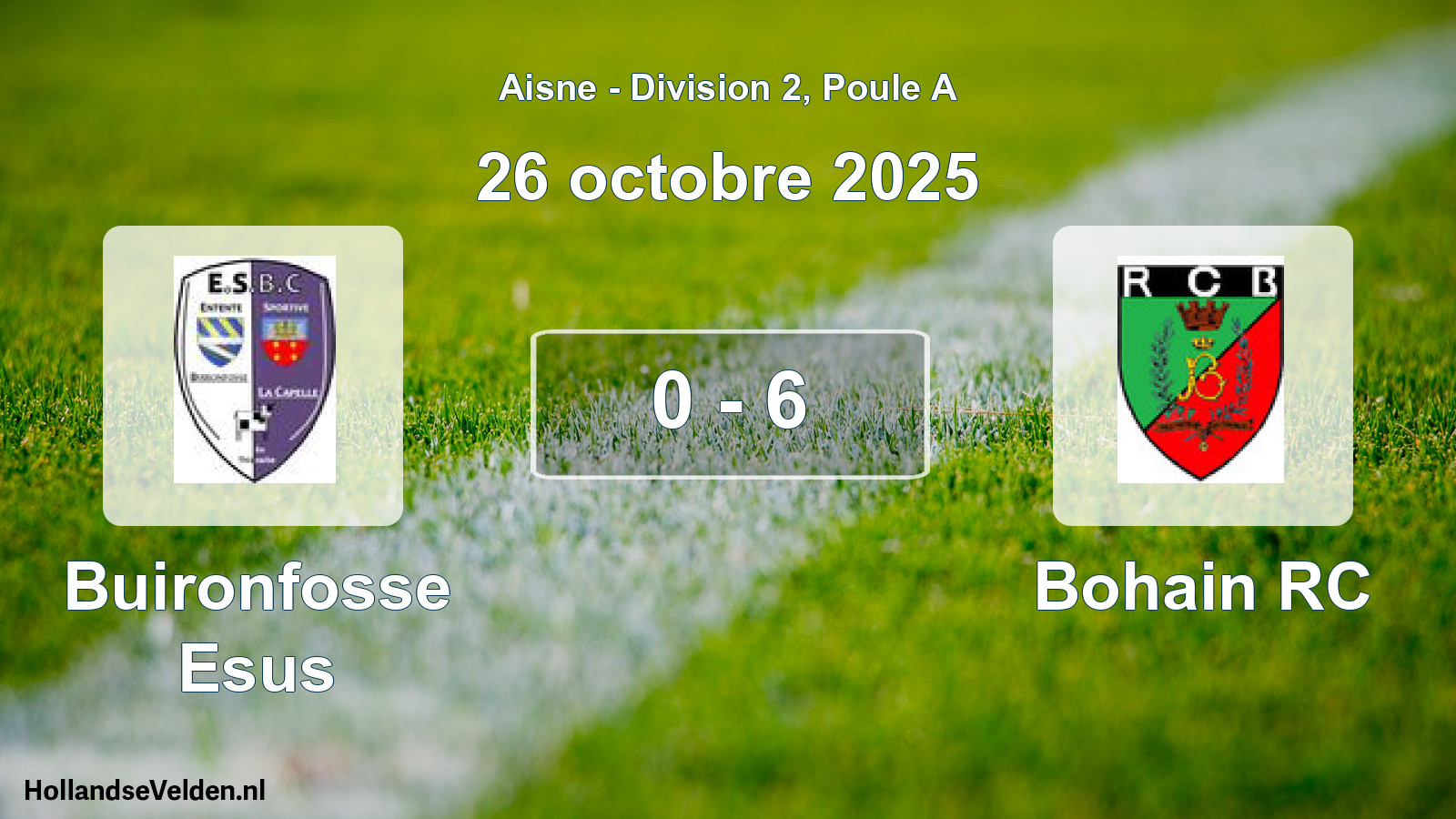 Match joué: Buironfosse Esus - Bohain RC 0 - 6 (26 octobre 2025)