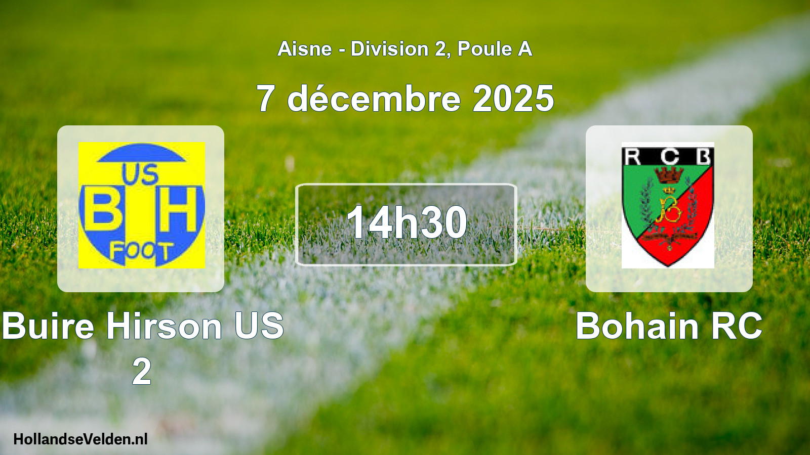 Match programmé: Buire Hirson US 2 - Bohain RC (7 décembre 2025)
