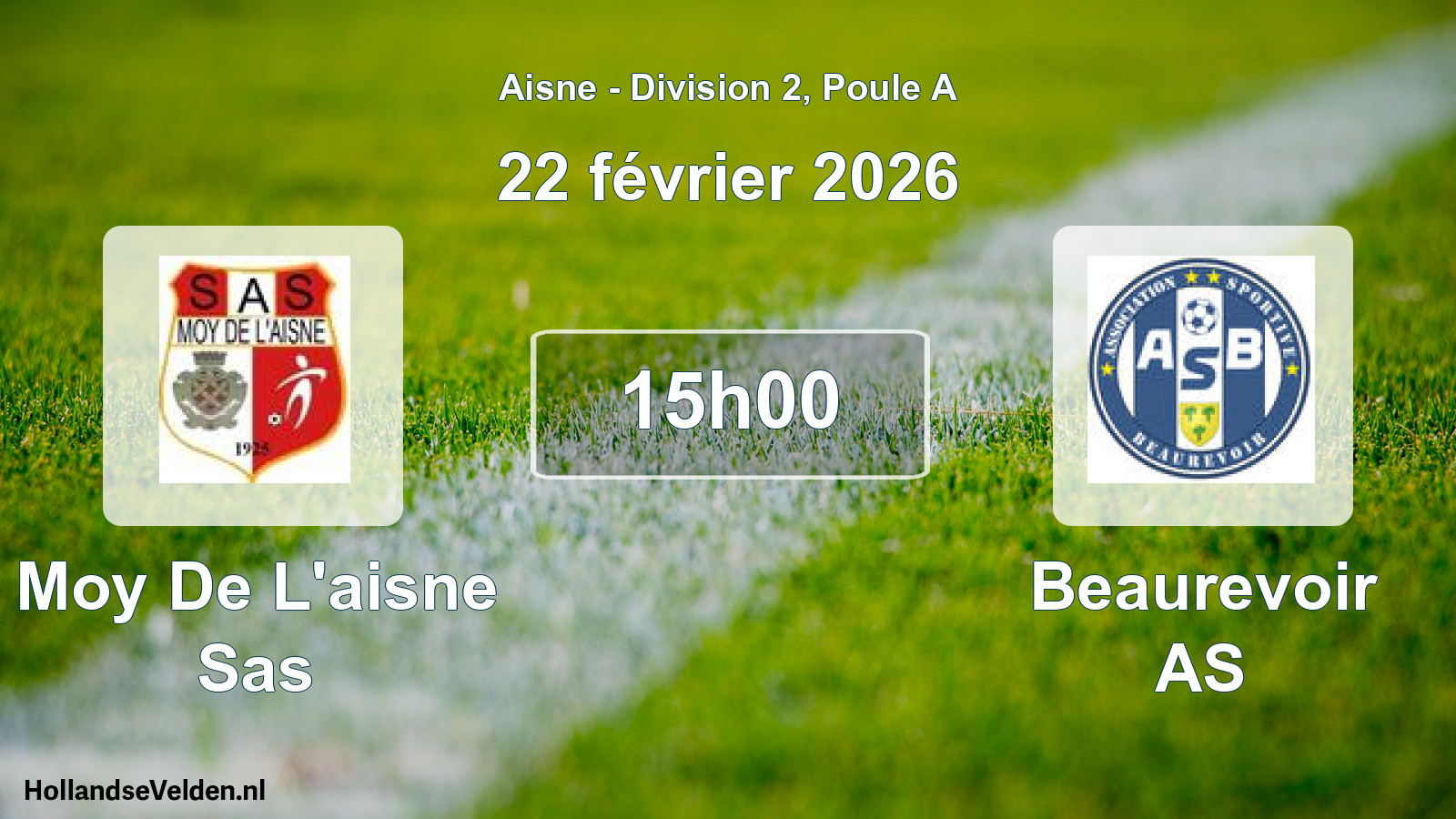 Match programmé: Moy De L'aisne Sas - Beaurevoir AS (22 février 2026)
