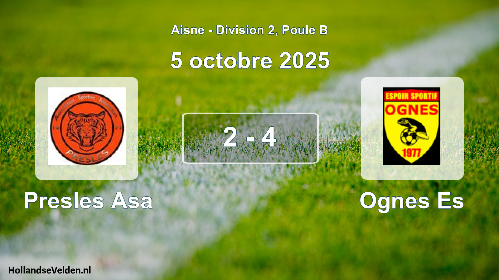 Gespeelde wedstrijd: Presles Asa - Ognes Es 2 - 4 (5 oktober 2025)