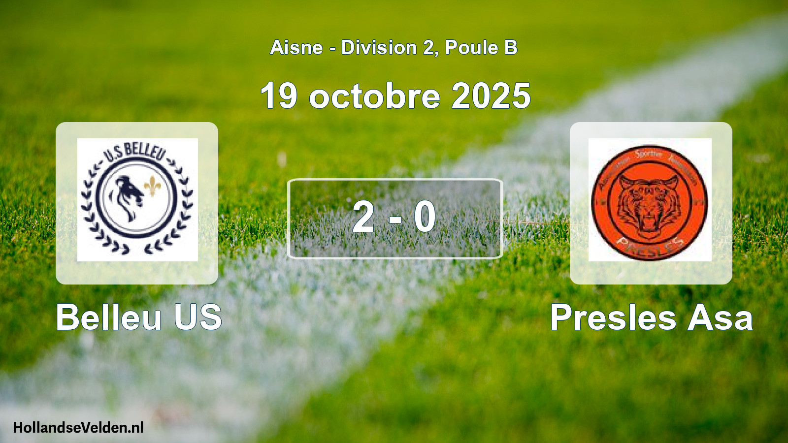 Match joué: Belleu US - Presles Asa 2 - 0 (19 octobre 2025)