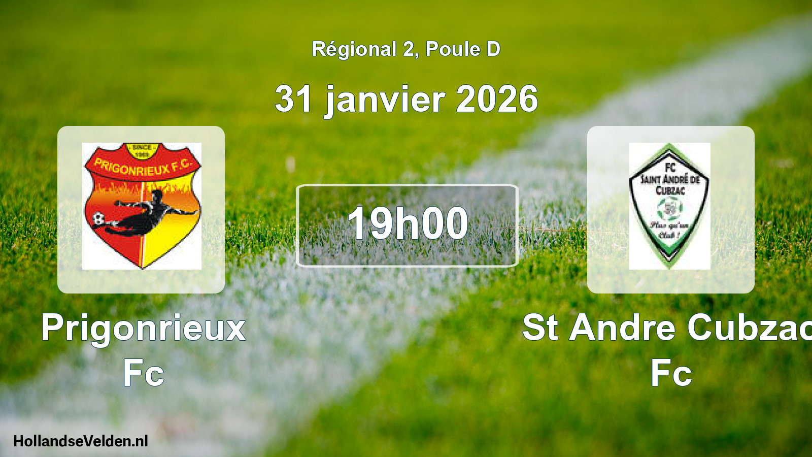 Scheduled Match: Prigonrieux Fc - St Andre Cubzac Fc (31 January 2026)