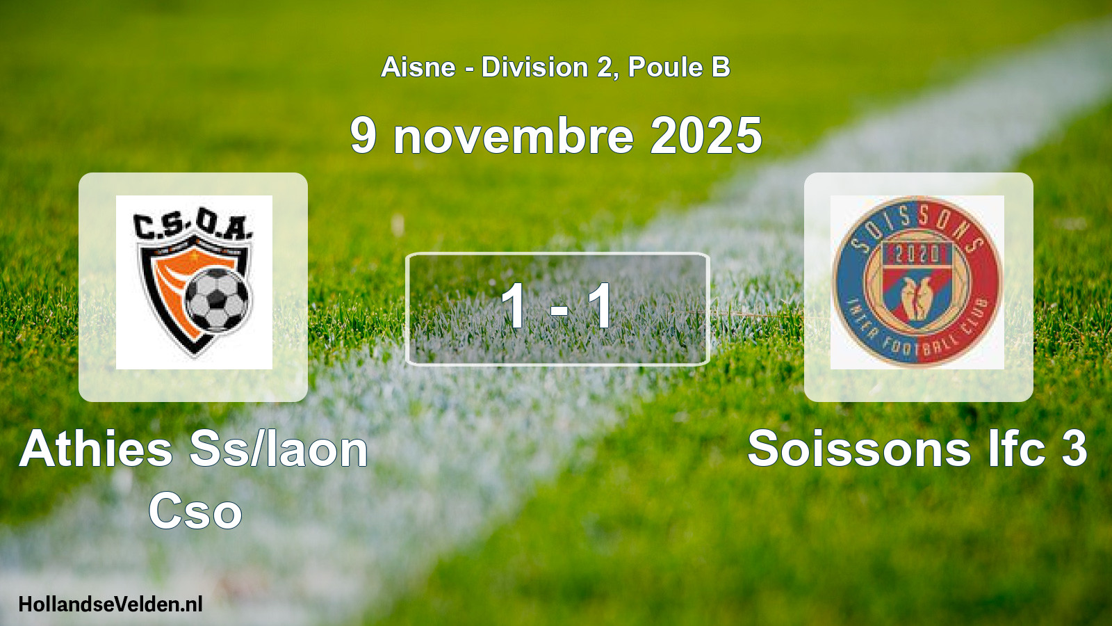 Gespeelde wedstrijd: Athies Ss/laon Cso - Soissons Ifc 3 1 - 1 (9 november 2025)