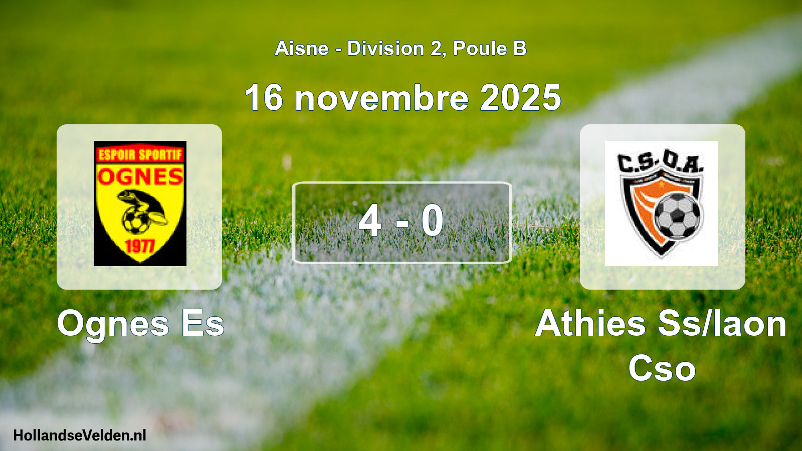 Match joué: Ognes Es - Athies Ss/laon Cso 4 - 0 (16 novembre 2025)